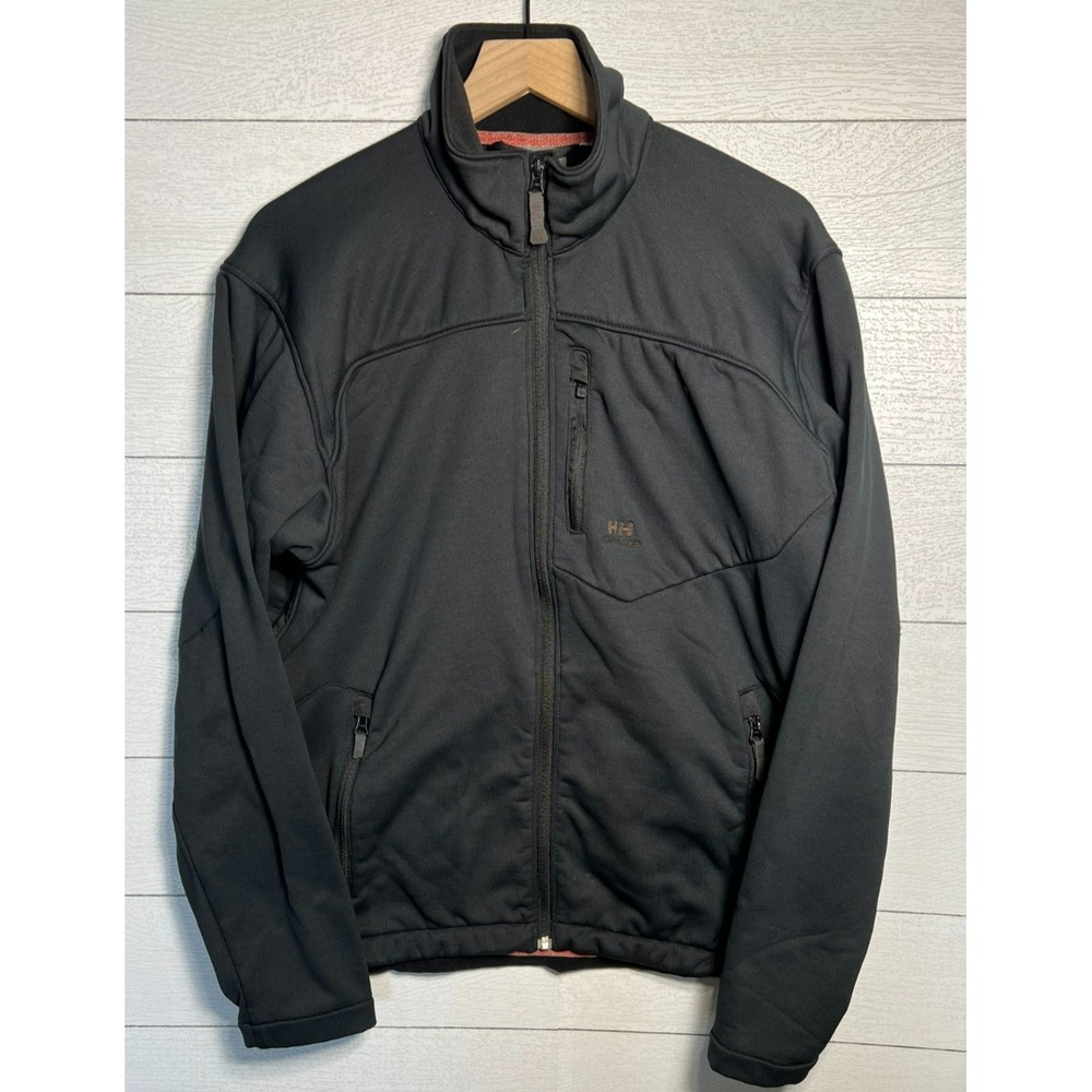 Helly Hansen Mens Large Black Softshell Fleece Lined Zip Jacket Outdoor Technica